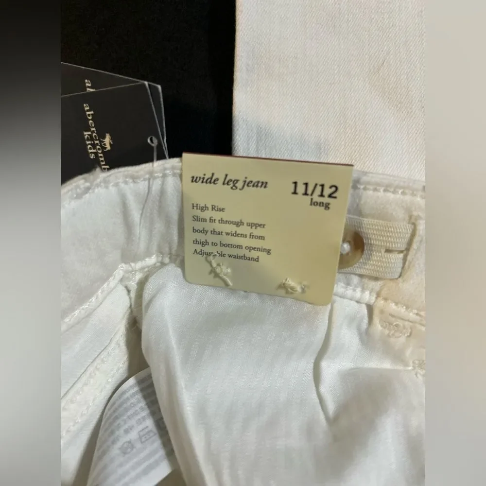 NWT Abercrombie kids White High-Rise Wide Leg Jeans Size 11/12